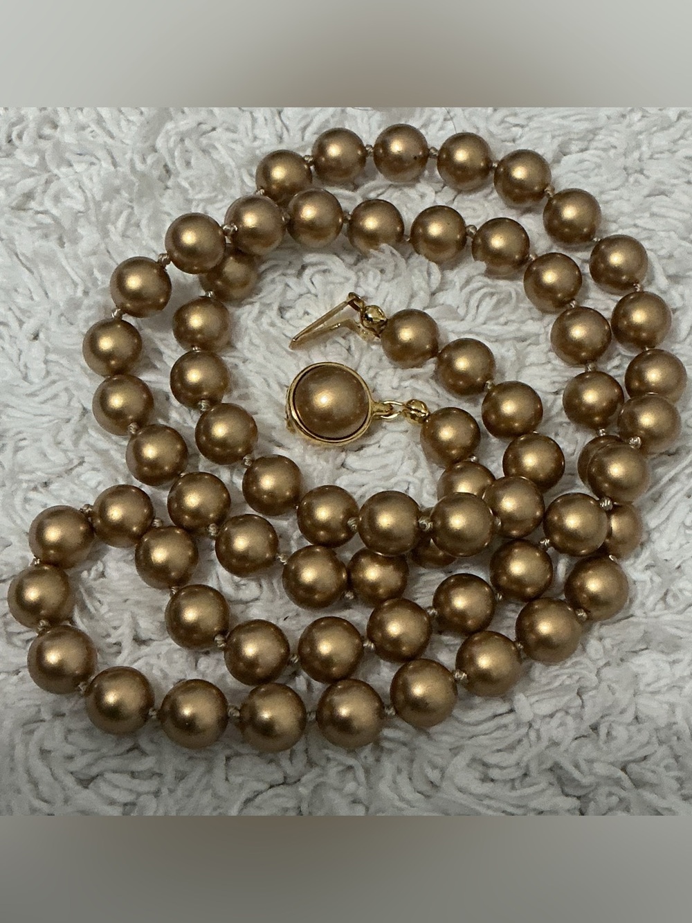 Vintage Carolee Gold Tone Ball Bead Knotted Necklace